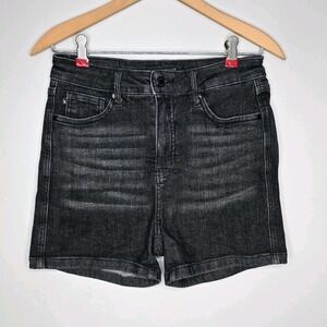 Judy Blue Shorts High Waist Tummy Control Washed Black Whiskering JB150247 Med